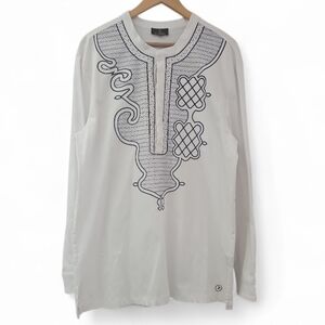 D’lyanu Dubaku Men's Traditional African Embroidery Tunic Shirt NWOT Sz XL